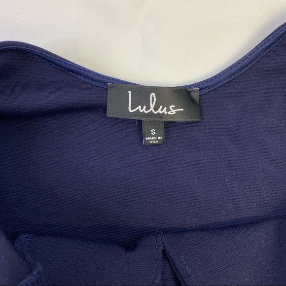 Lulu's  “I Feel Good” Skort Skater Dress Navy Blue Plunging V-Neck - Picture 7 of 12